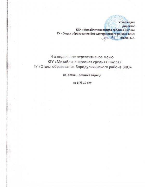 Перспективное меню на 2021-2022 уч.год