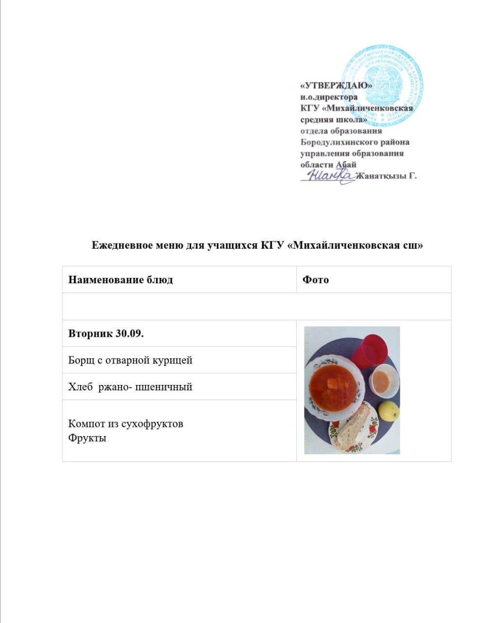 меню